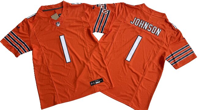 Men's Chicago Bears #1 Jaylon Johnson Orange 2024 F.U.S.E. Vapor Football Stitched Jersey