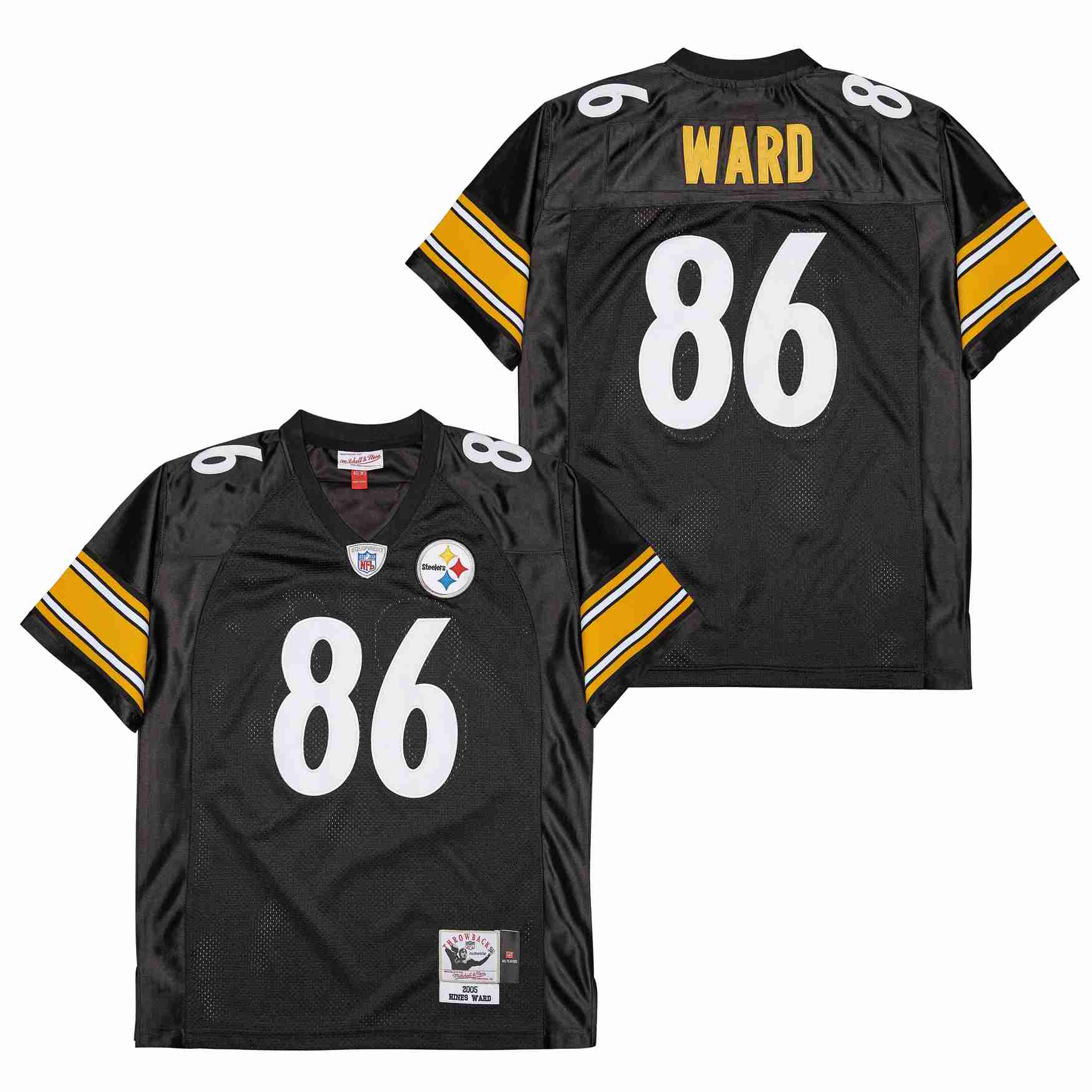 Men Pittsburgh Steelers #86 Hines Ward Black Mitchell & Ness  2005 Legacy Replica Team Jersey
