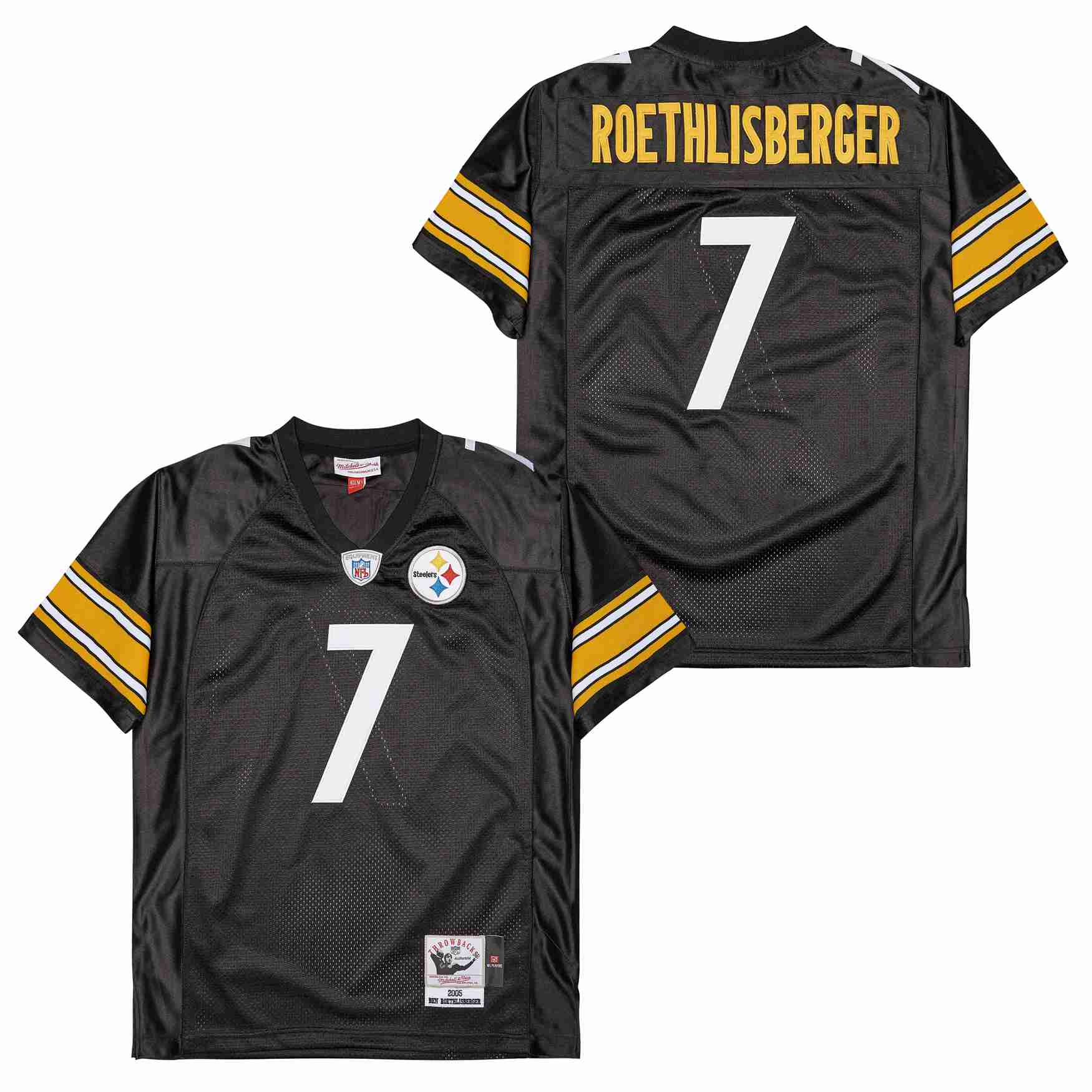 Men's Pittsburgh Steelers #7 Ben Roethlisberger Black Mitchell & Ness  2005 Legacy Replica Team Jersey