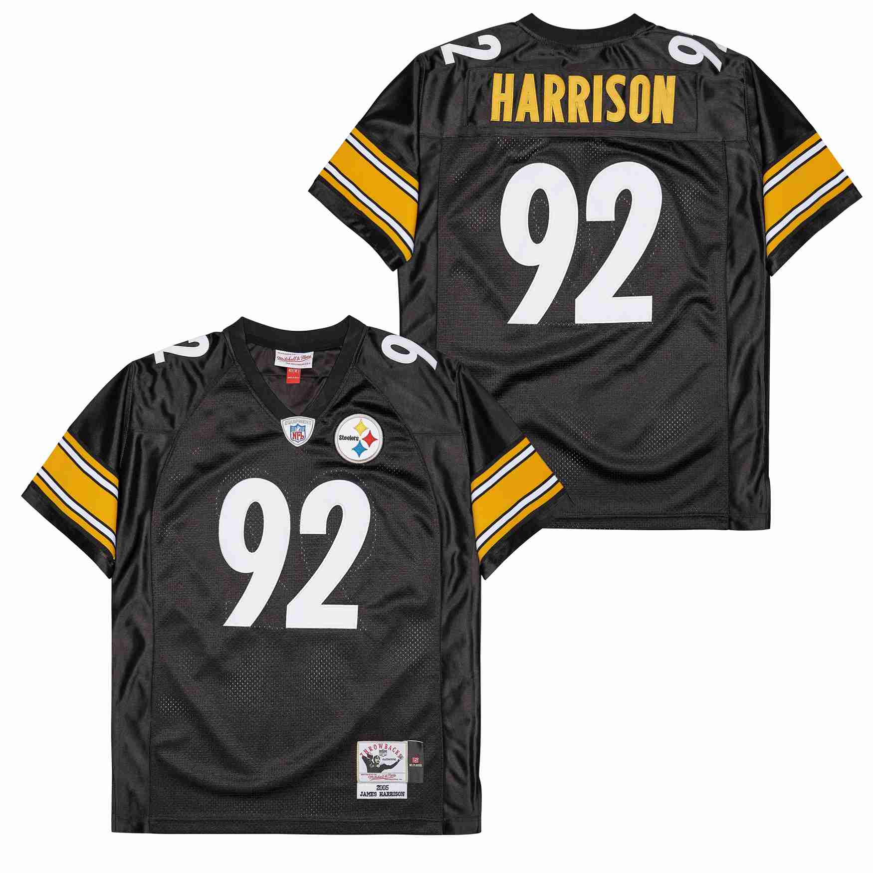 Men's Pittsburgh Steelers #92 James Harrison Black Mitchell & Ness  2005 Legacy Replica Team Jersey