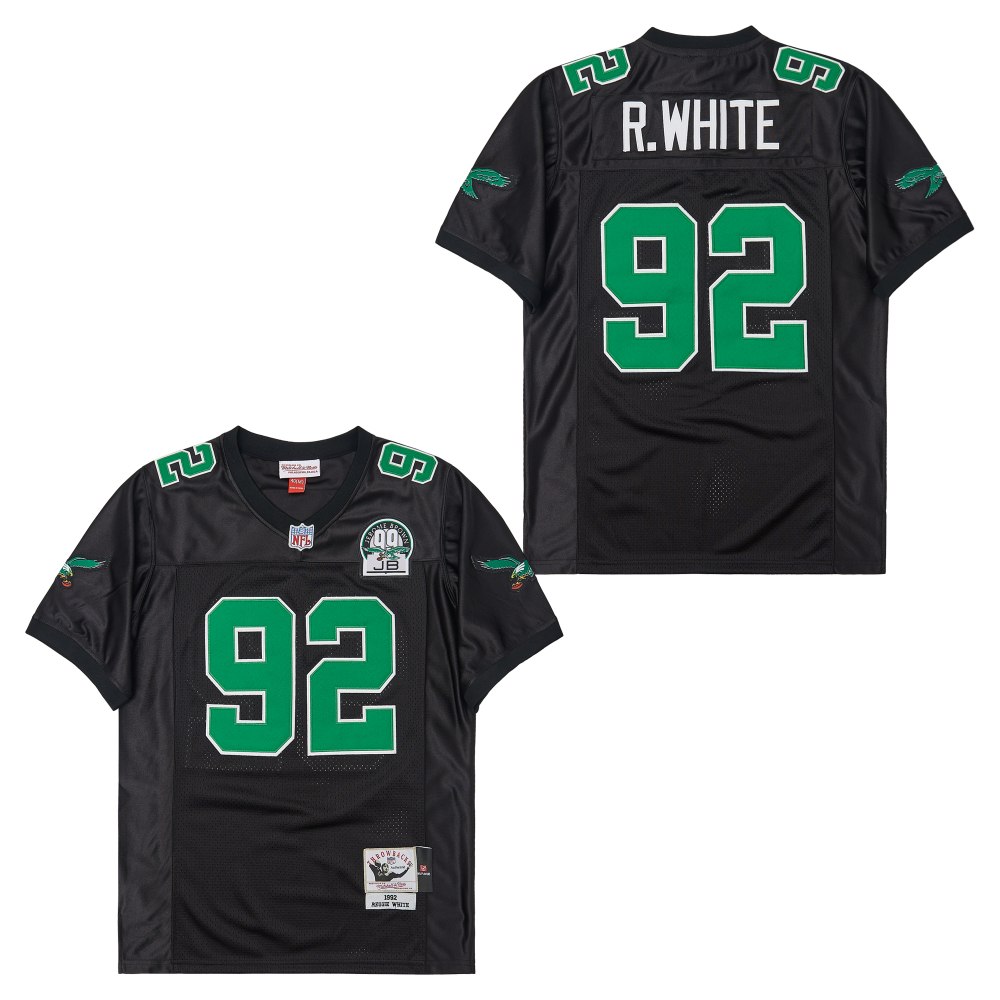 Men's Philadelphia Eagles #92 Reggie White  Mitchell & Ness 1992 Throwback Retired Player Jersey - Black
