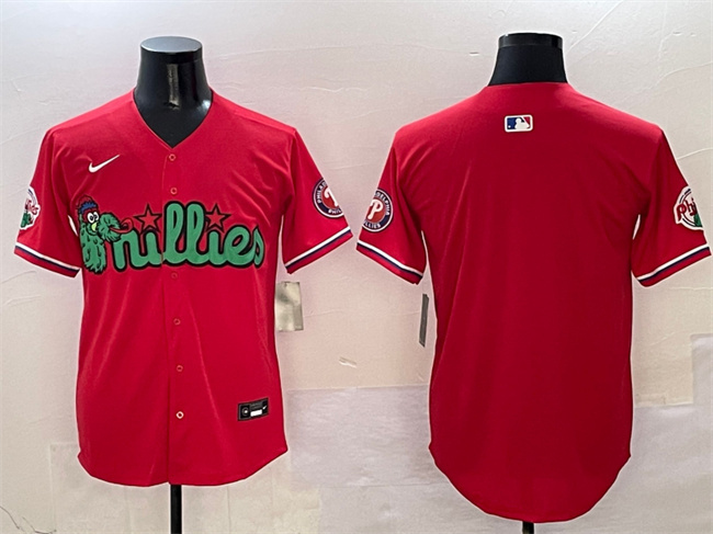 Men's Philadelphia Phillies Blank Red Phanatic Limited Stitched Jersey