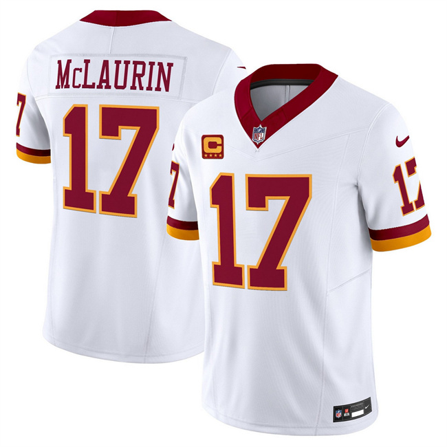 Men's Washington Commanders #17 Terry McLaurin White 2025 F.U.S.E. With 4-star C Patch Throwback Vapor Limited Football Stitched Jersey