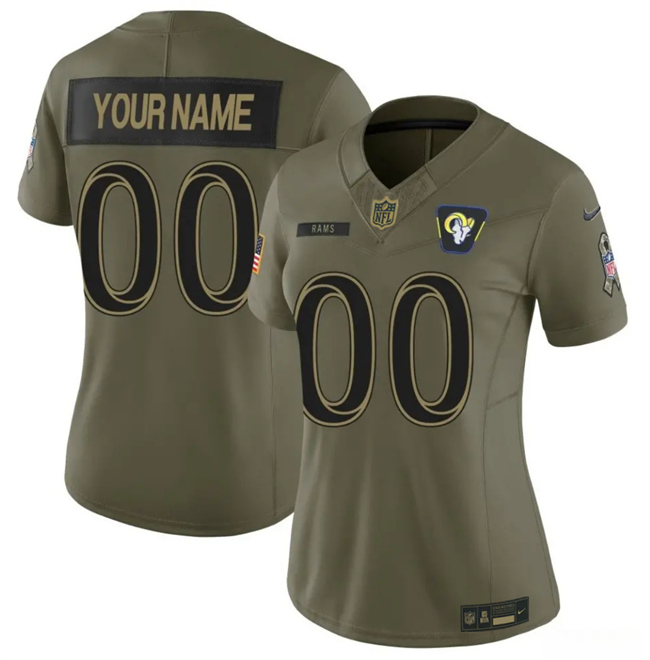 Women's Los Angeles Rams Active Player Custom Olive 2025 F.U.S.E. Salute To Service Limited Stitched Football Jersey(Run Small)
