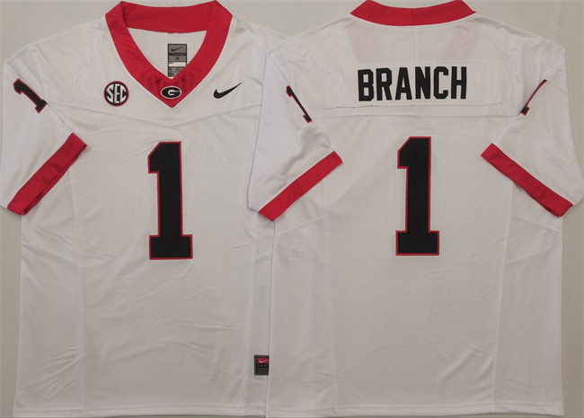 Georgia Bulldogs #1 Zachariah Branch White 2025 F.U.S.E. Stitched Jersey