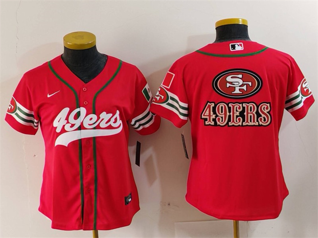 Youth San Francisco 49ers Team Big Logo Red Mexico With Patch Cool Base Stitched Baseball J ersey