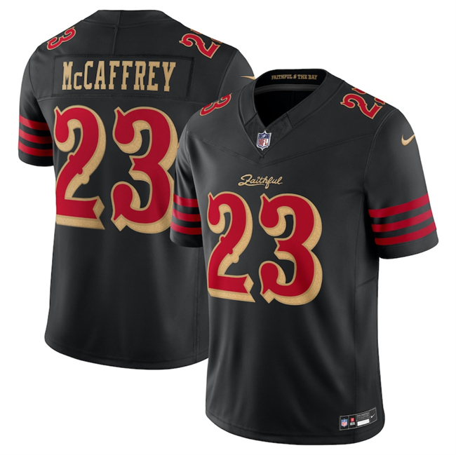 Youth San Francisco 49ers #23 Christian McCaffrey Black 2025 F.U.S.E. “Rivalries” Vapor Limited Stitched Football Jersey