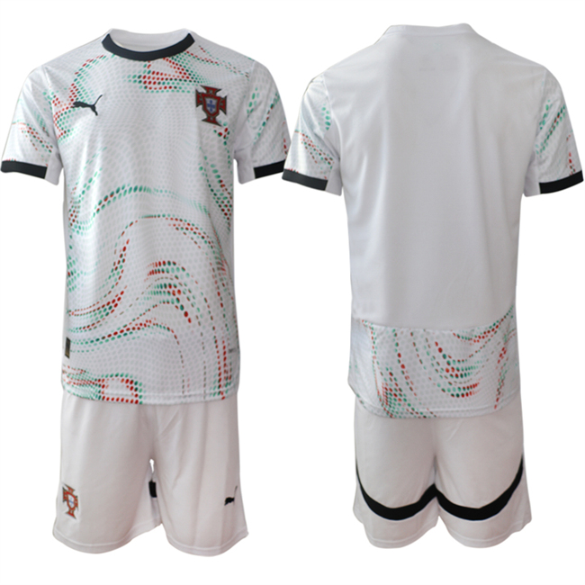Men's Portugal Team Blank 2025 White Away Soccer Jersey  Suit