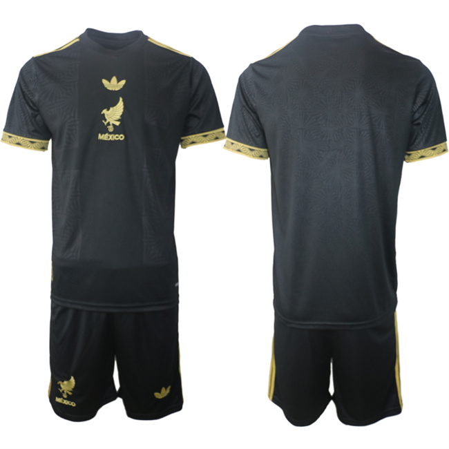 Men's Mexico Blank Black Gold 2026 Soccer Jersey Suit
