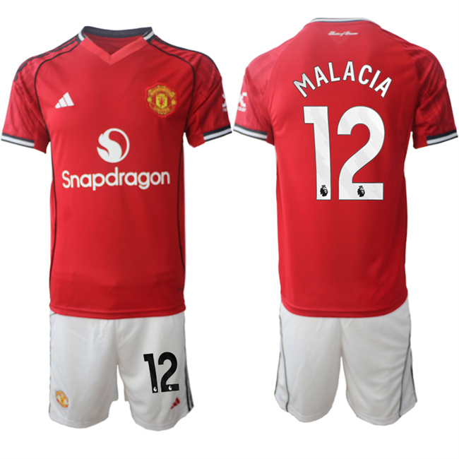 Men's Manchester United #12 Tyrell Malacia 2026 Red Home Soccer Jersey Suit