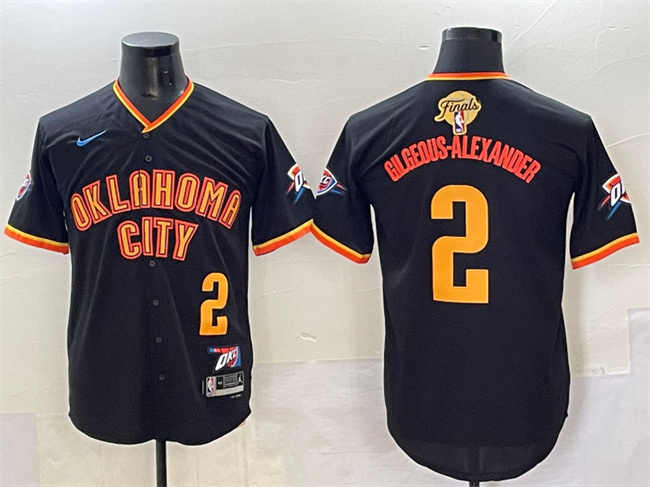 Men's Oklahoma City Thunder #2 Shai Gilgeous-Alexander Black 2025 Finals Vapor Stitched Baseball Jersey