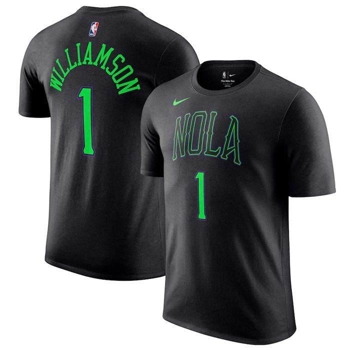 Men's New Orleans Pelicans #1 Zion Williamson 2024 City Edition Name & Number T-Shirt