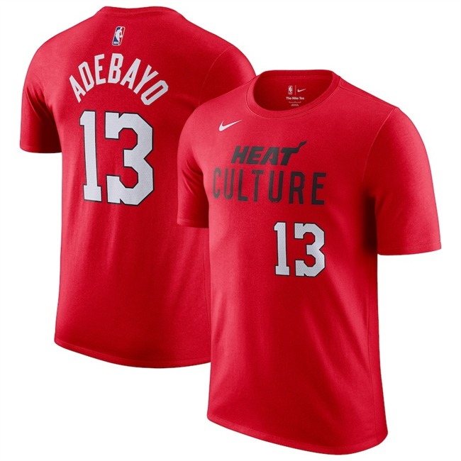 Men's Miami Heat #13 Bam Adebayo Red 2025 City Edition Name & Number T-Shirt