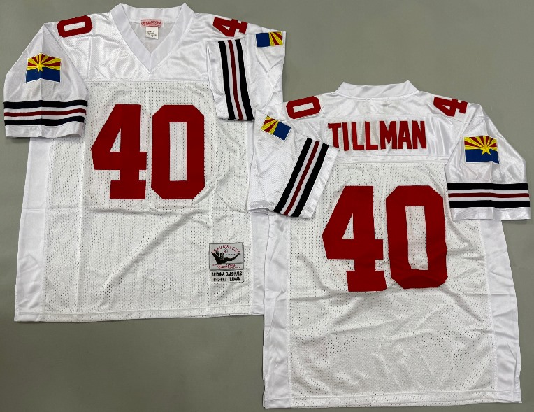 Men's Arizona Cardinals Retired Player #40 Pat Tillman Mitchell & Ness  White Vintage Jersey