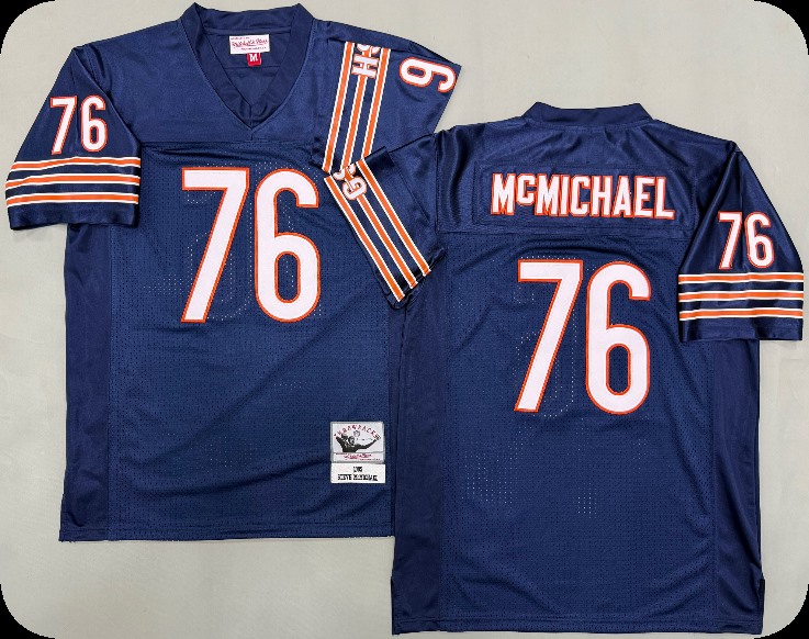 Men's Chicago Bears #76 Steve McMichael 1985 Navy Throwback Jersey