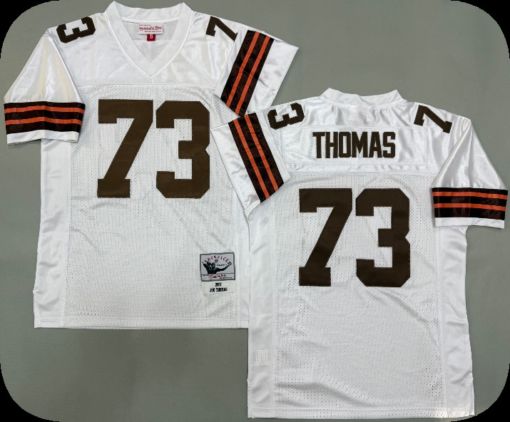 Men's Cleveland Browns #73 Joe Thomas 2007 White Throwback Jersey