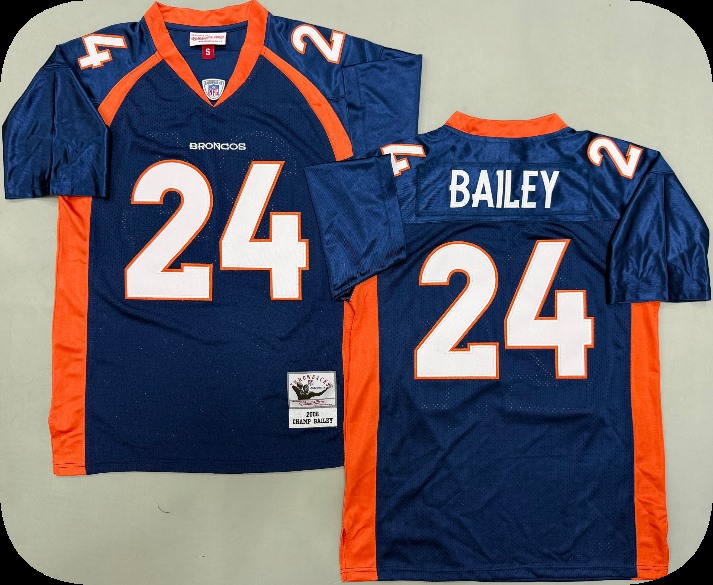 Men's Denver Broncos #24 Champ Bailey Mitchell & Ness Navy NFL Throwback Football Jersey