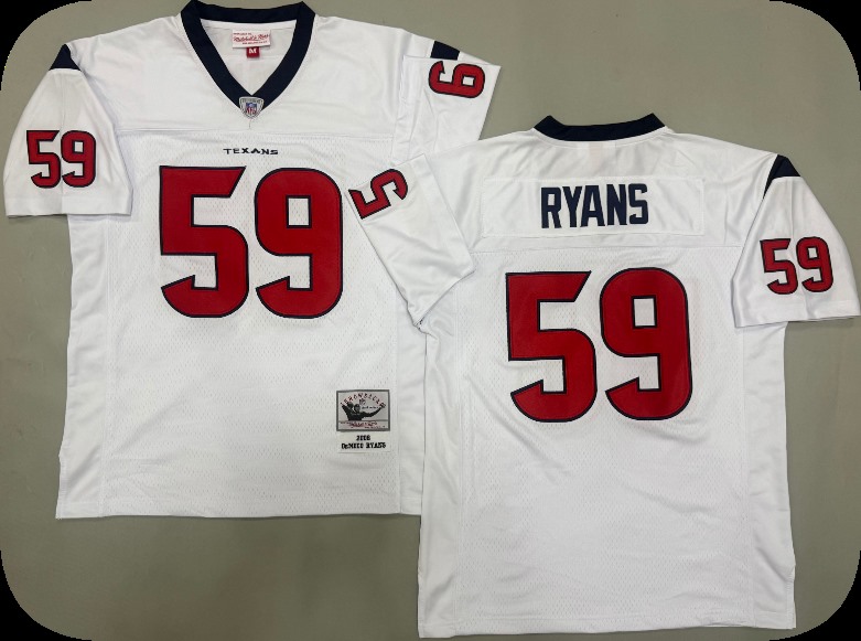 Men's Houston Texans #59 DeMeco Ryans 2006 White Throwback Jersey