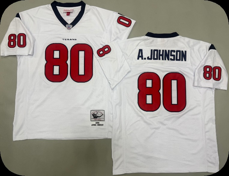 Men's Houston Texans #80 Andre Johnson 2008 White Throwback Jersey