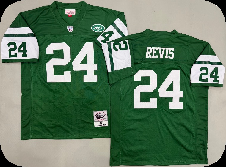 Men's New York Jets #24  Darrelle Revis Green Mitchell & Ness NFL Throwback Football Jersey