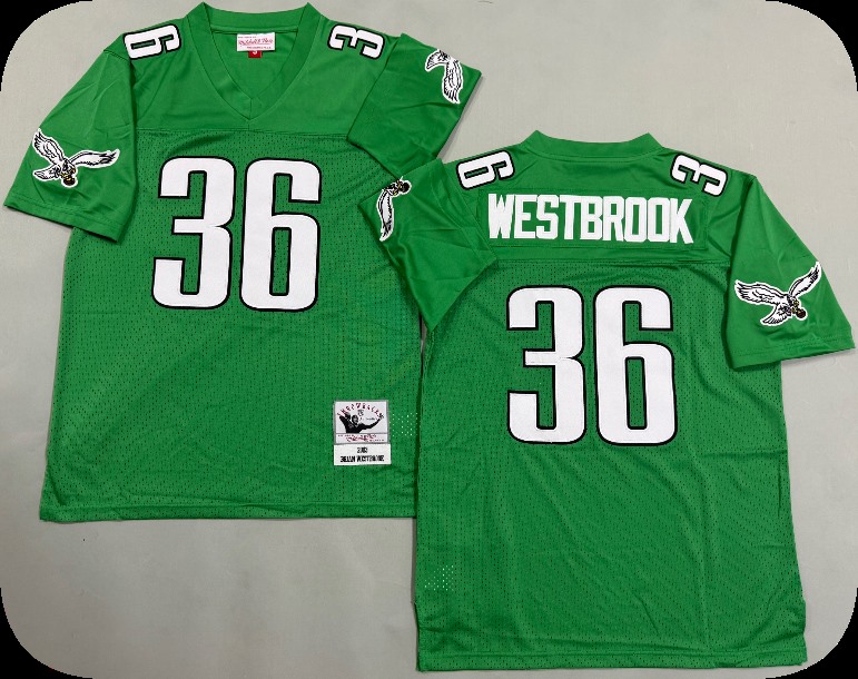 Men's Philadelphia Eagles #36 Brian Westbrook 2000 Kelly Green throwback Jersey