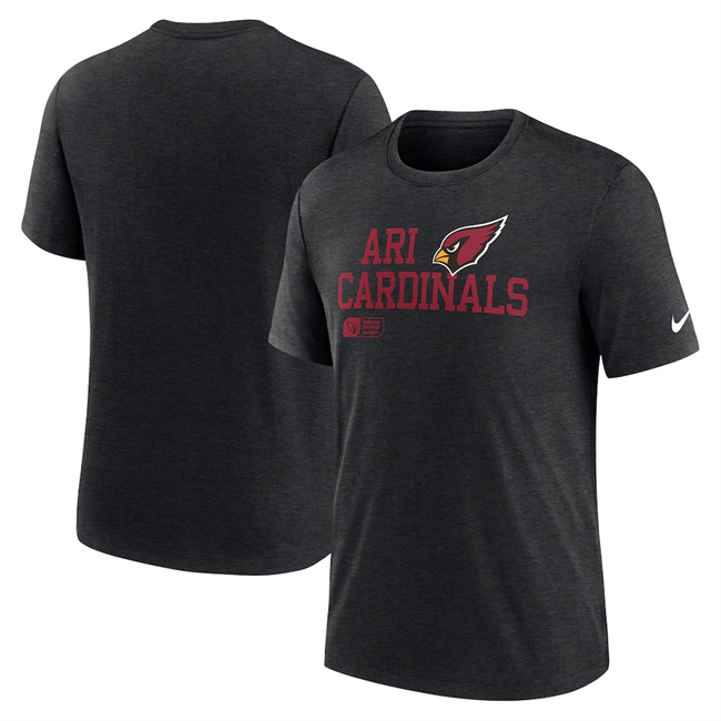 Men's Arizona Cardinals Black Overlap Lockup Tri-Blend T-Shirt