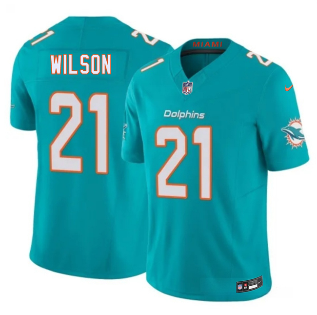 Men's Miami Dolphins #21 Marco Wilson Aqua 2026 F.U.S.E. Vapor Limited Stitched Football Jersey