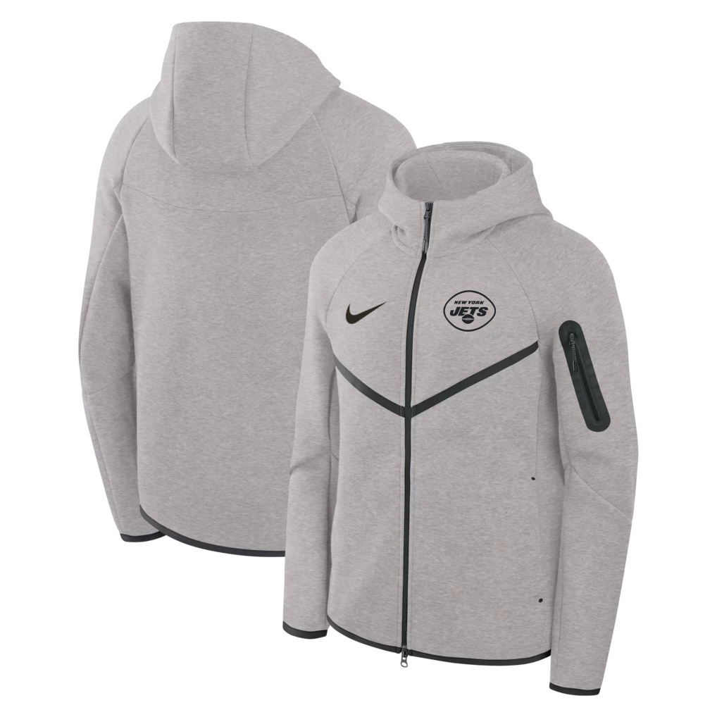 Men's New York Jets Grey Tech Fleece Windrunner Full-Zip Hoodie