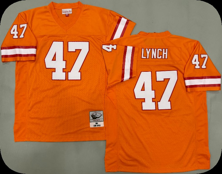 Men's Tampa Bay Buccaneers #47 John Lynch Mitchell & Ness Orange Retired Player Legacy Replica Jersey