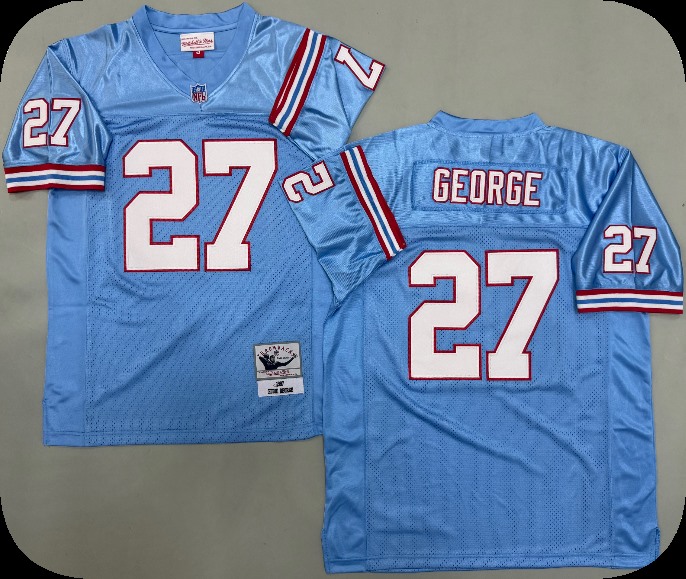 Men's TENNESSEE OILERS #27 EDDIE GEORGE 1998 Royal NFL Throwback JERSEY