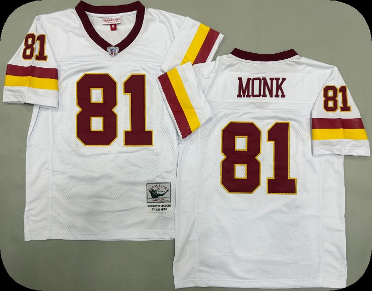 Men's Washington Redskins #81 Art Monk White Throwback Jersey