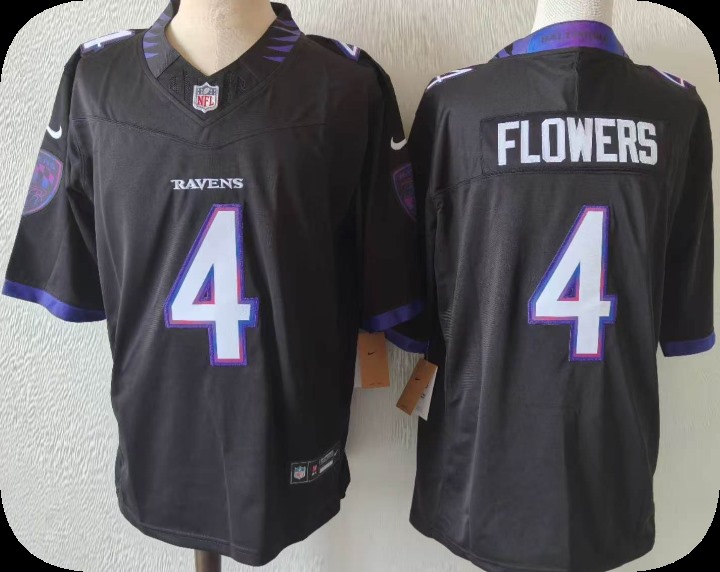Men's Baltimore Ravens #4 Zay Flowers Black 2026 F.U.S.E Vapor Stitched Limited Football Jersey