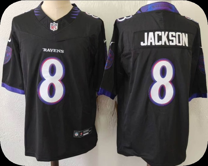 Men's Baltimore Ravens #8 Lamar Jackson Black 2026 F.U.S.E. Alternate Vapor Limited Football Stitched Jersey