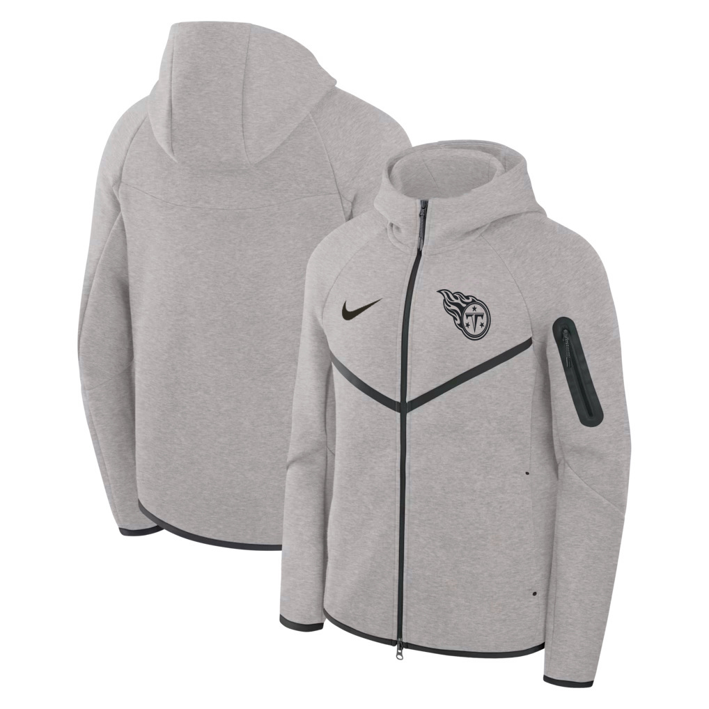 Men's Tennessee Titans Grey Tech Fleece Windrunner Full-Zip Hoodie