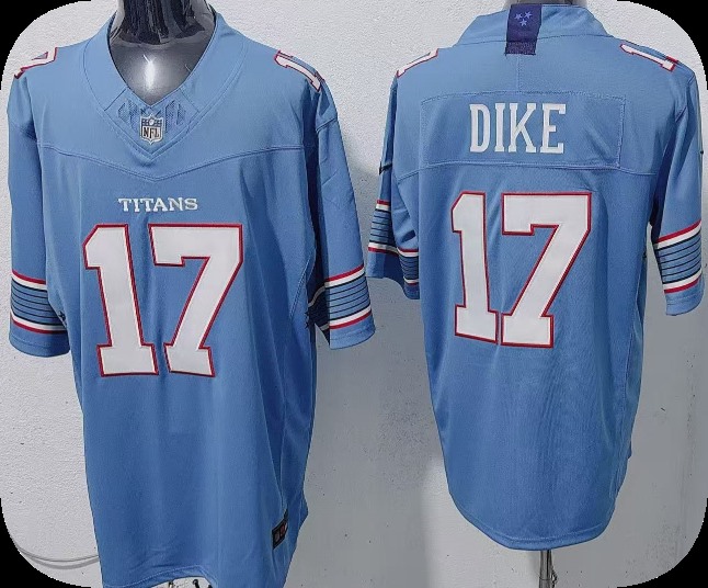 Men's Tennessee Titans #17 Chimere Dike Light Blue 2026 F.U.S.E. Vapor Limited Stitched Football Jersey
