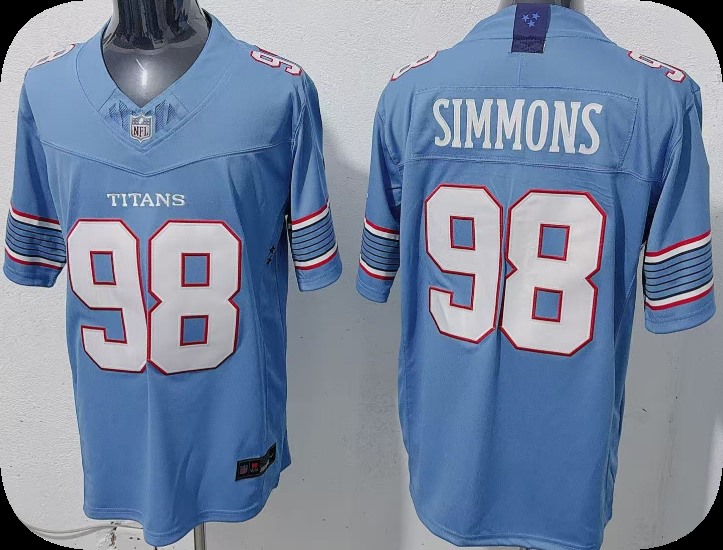Men's Tennessee Titans #98 Jeffery Simmons Light Blue 2026 F.U.S.E. Vapor Limited Stitched Football Jersey