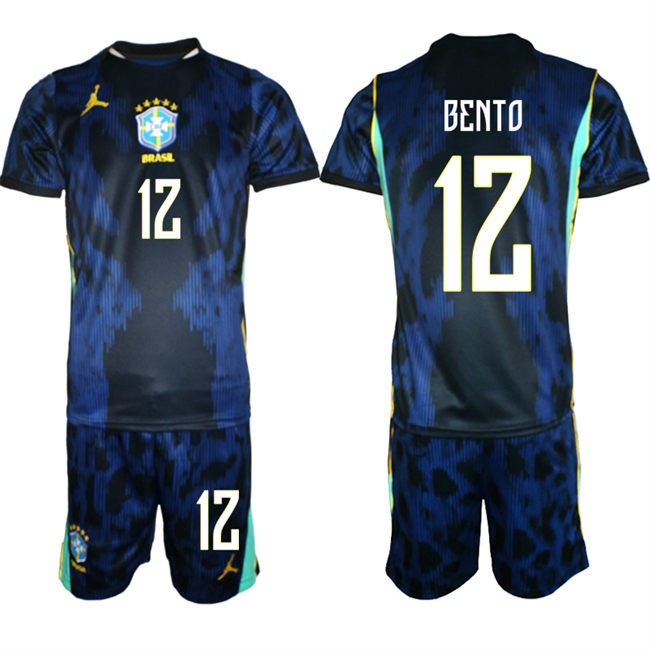 Men's Brazil National Football Team #12 Bento Navy 2026 Away Soccer Jersey Suit