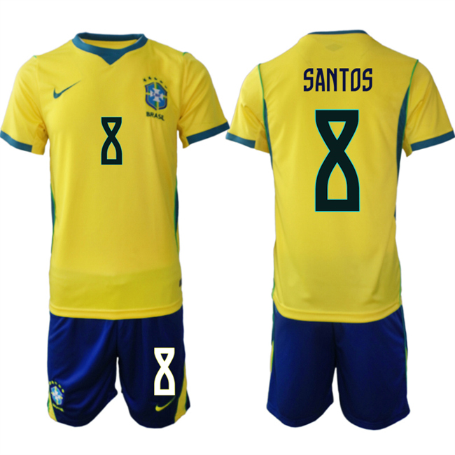 Men's Brazil National Football Team #8 Andrey Santos Yellow Home 2026 Soccer Jersey Suit