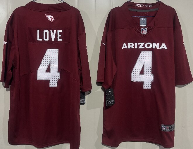 Men's Arizona Cardinals #4 Jeremiyah Love Red 2026 Draft Vapor Untouchable Limited Stitched Jersey