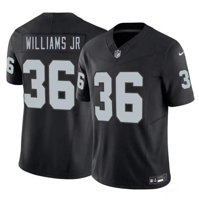 Men's Las Vegas Raiders #36 E.J. Williams Jr Black 2026 Draft F.U.S.E. Vapor Untouchable Limited Stitched Football Jersey