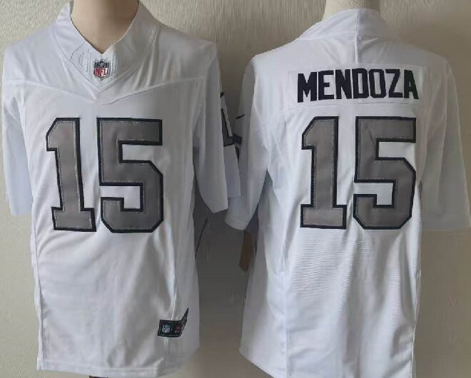 Men's Las Vegas Raiders #15 Fernando Mendoza White 2026  F.U.S.E Draft Color Rush Vapor Untouchable Limited Stitched Football Jersey