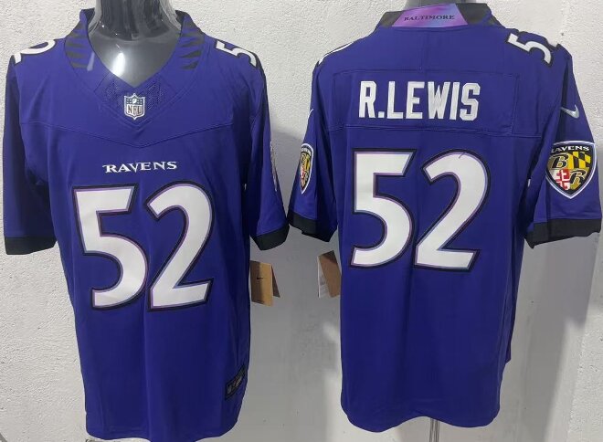 Men's Baltimore Ravens #52 Ray Lewis Purple 2026 F.U.S.E. Stitched Vapor Limited Football Jersey