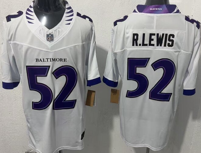Men's Baltimore Ravens #52 Ray Lewis White 2026 F.U.S.E. Stitched Vapor Limited Football Jersey