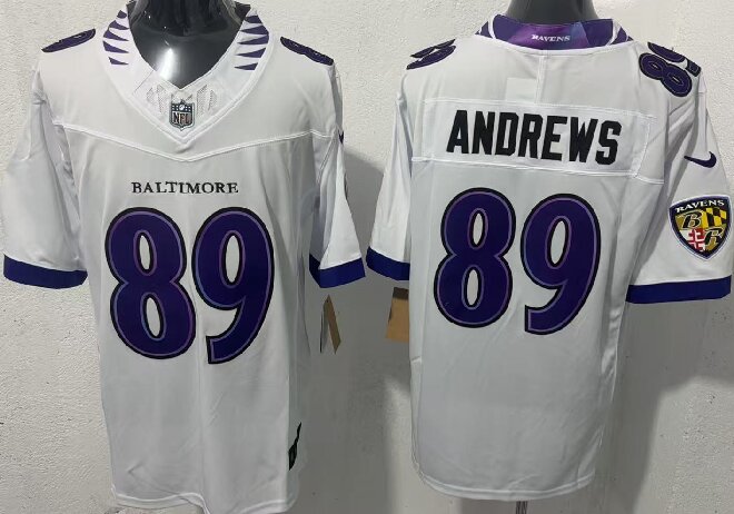 Men's Baltimore Ravens #89 Mark Andrews   White 2026 F.U.S.E. Stitched Vapor Limited Football Jersey