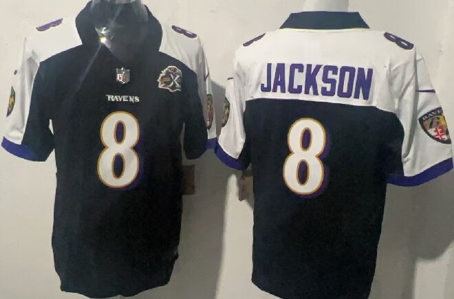 Men's Baltimore Ravens #8 Lamar Jackson Black Alternate 2026 F.U.S.E Jacoby Jones Patch Vapor Limited Football Jersey
