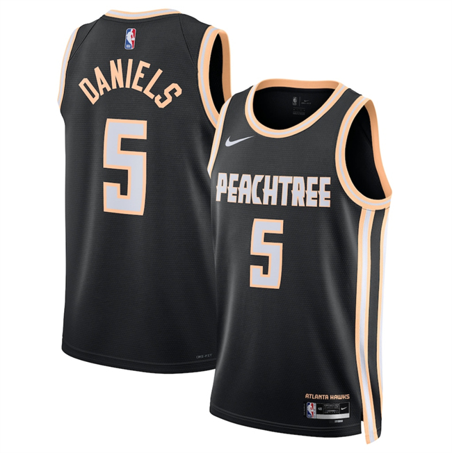 Men's Atlanta Hawks #5 Dyson Daniels Black 2026 City Edition Stitched Jersey