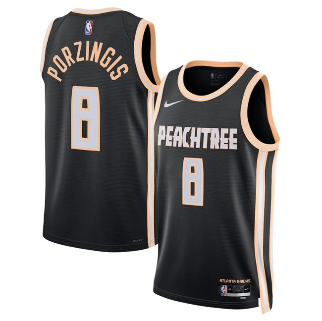 Men's Atlanta Hawks #8 Kristaps Porzi??is Black 2026 City Edition Stitched Jersey