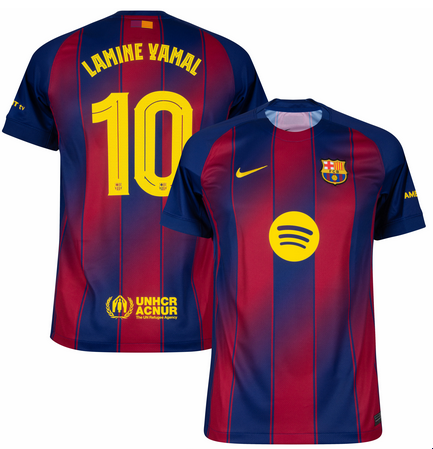 Men's Barcelona #10 Lamine Yamal Navy Red 2026 Home Soccer Jersey