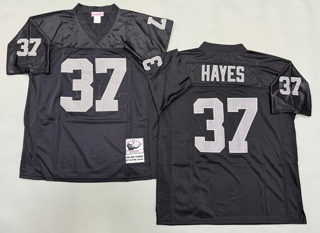 Men's Las Vegas Raiders #37 Lester Hayes Black Throwback Stitched Football Jersey