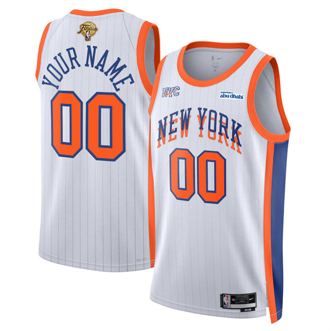 Men's New Yok Knicks Active Player Custom White 2026 Finals Patch City Edition Stitched Basketball Jersey